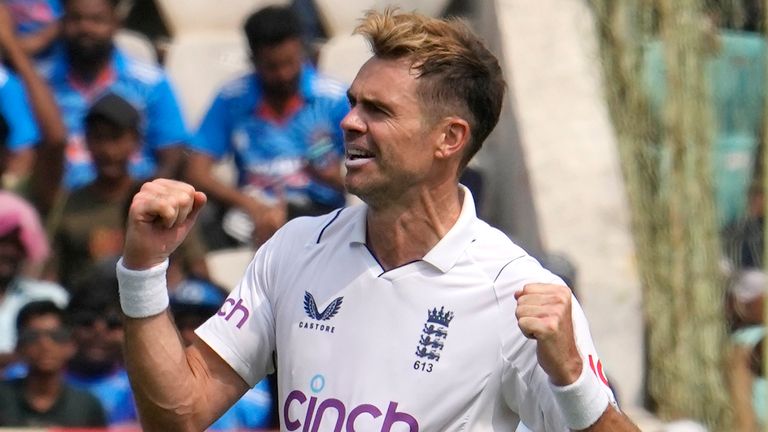 England's James Anderson celebrates the wicket of India's Shubman Gill