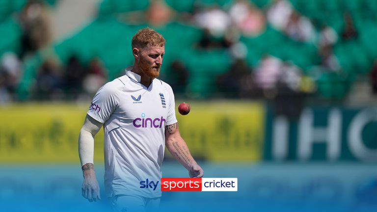 England's captain Ben Stokes prepares to bowl on the second day of the fifth and final test match between England and India in Dharamshala, India, Friday, March 8, 2024. (AP Photo/Ashwini Bhatia)