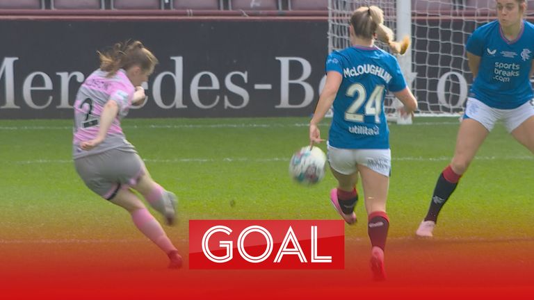 Rachel Donaldson scores for Partick in the Sky Sports Cup final against Rangers