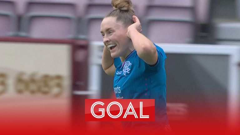 Rachel Rowe scores for Rangers against Partick in the Sky Sports Cup final
