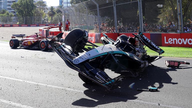 George Russell crash
