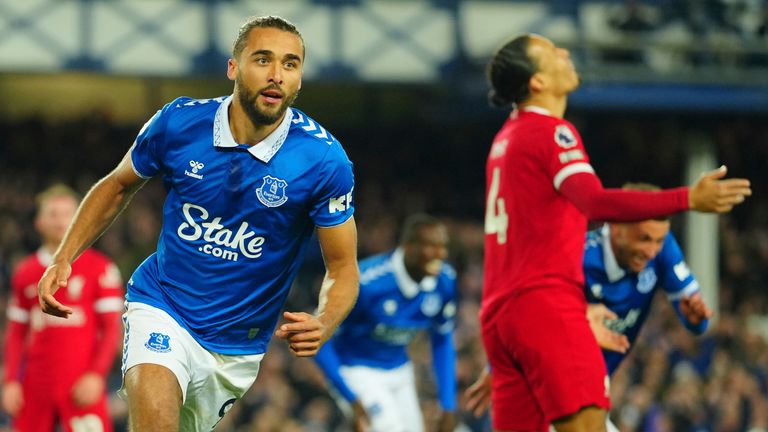 Everton's Dominic Calvert-Lewin celebrates after scoring his side's second goal