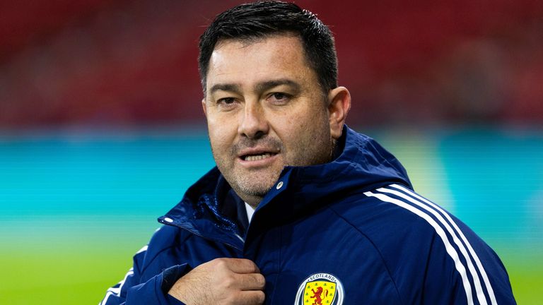 GLASGOW, SCOTLAND - OCTOBER 31: Scotland Head Coach Pedro Martinez Losa during a UEFA Womens Nations League match between Scotland and The Netherlands at Hampden Park, on October 31, 2023, in Glasgow, Scotland. (Photo by Mark Scates / SNS Group)